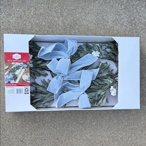 Holiday Time Frosted Blue Bow Garland - NWT